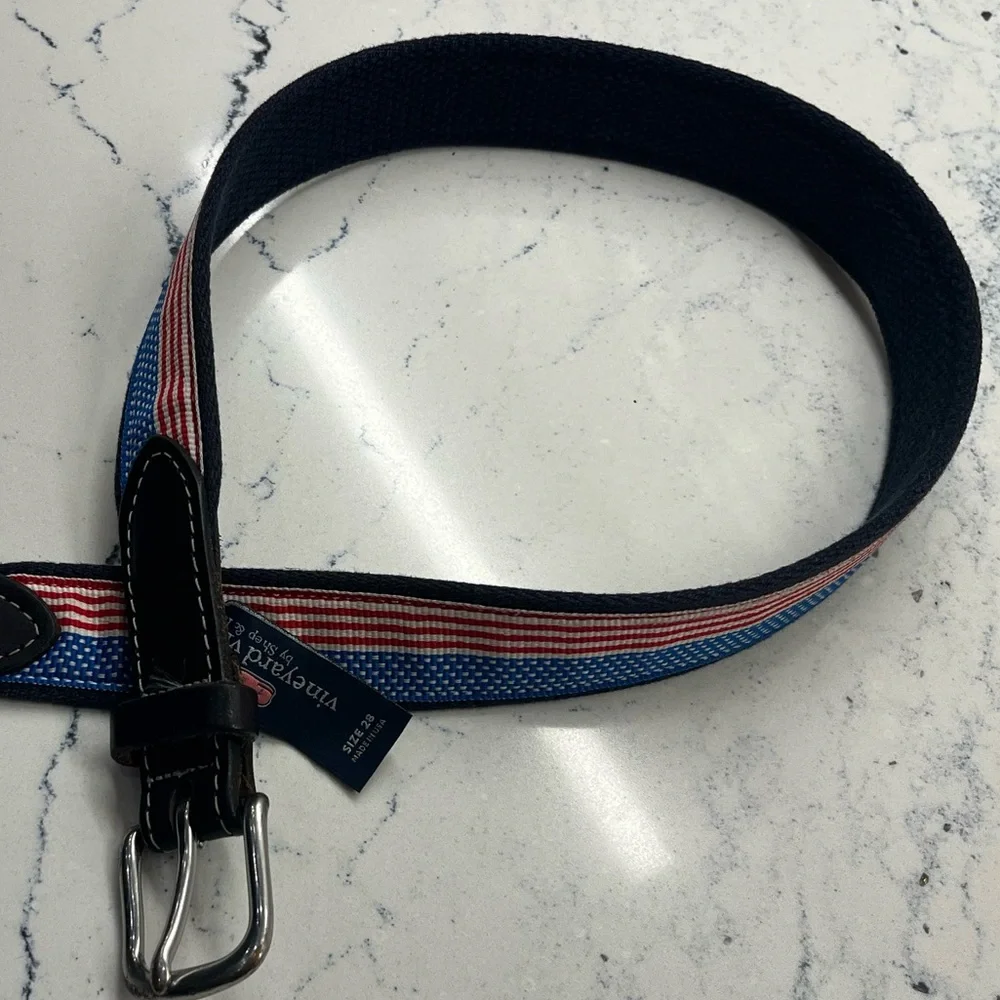 Vineyard Vines Kids Belt with Blue and Pink Stripes